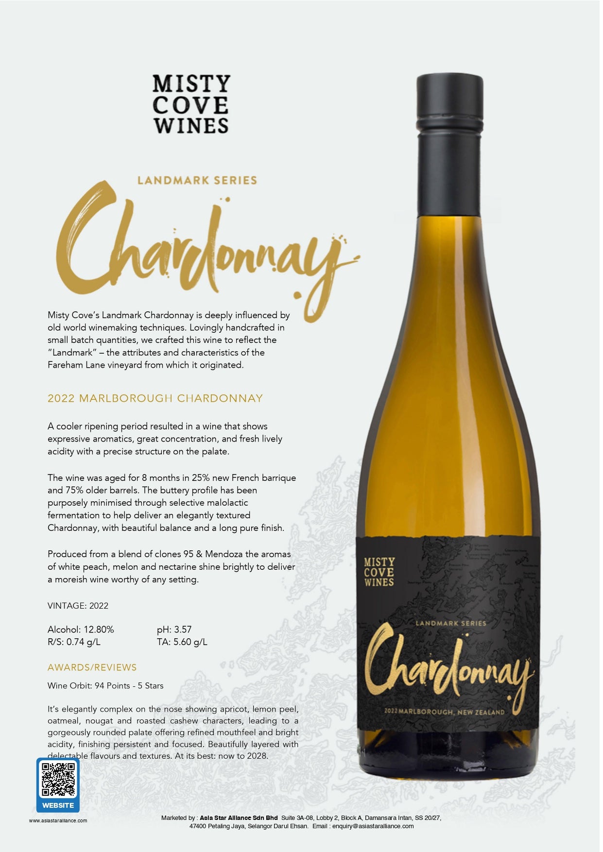 Misty Cove Wines - Landmark Series Chardonnay [750ml]